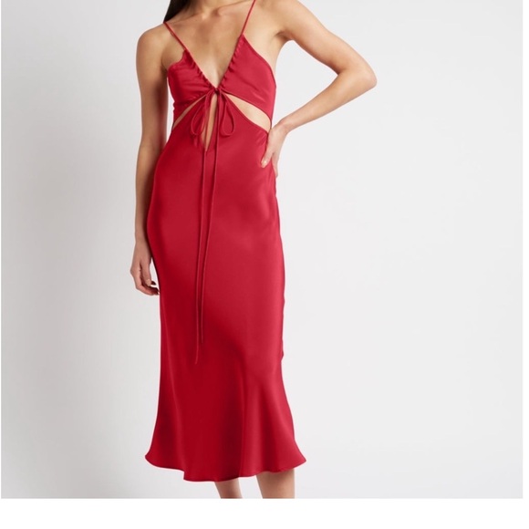 Christopher esber cutout silk midi red slip dress.    AU 10 US 6 - Picture 8 of 9